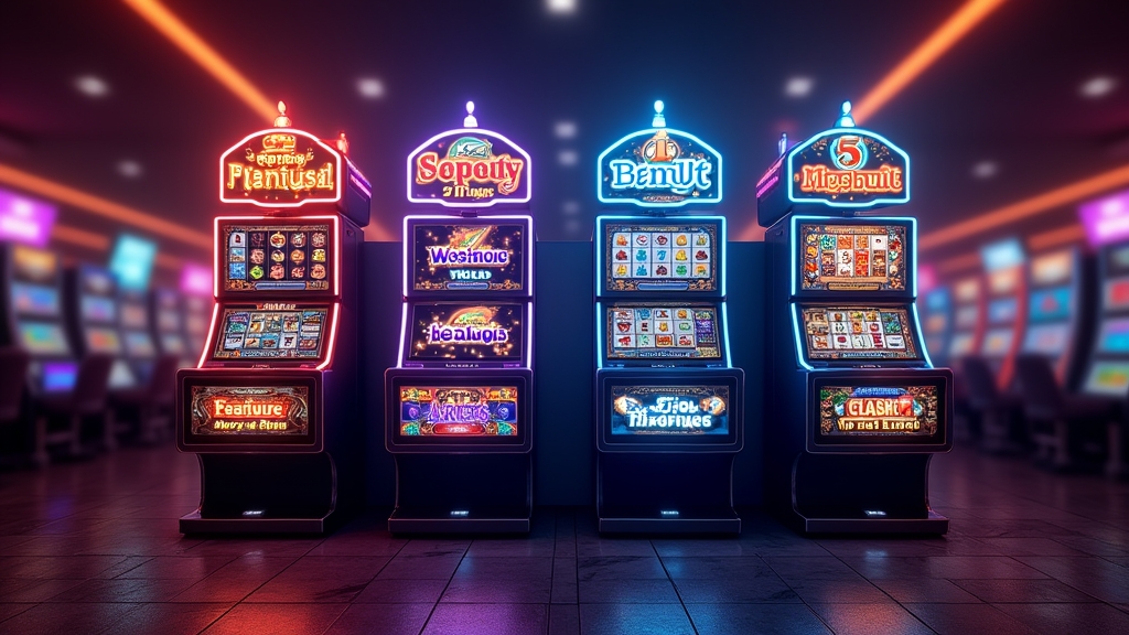 Four different slot machines highlighted as demo games to try first