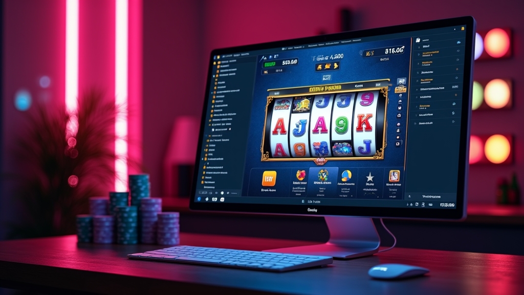 Desktop screen with a demo slot game and a simple getting-started checklist