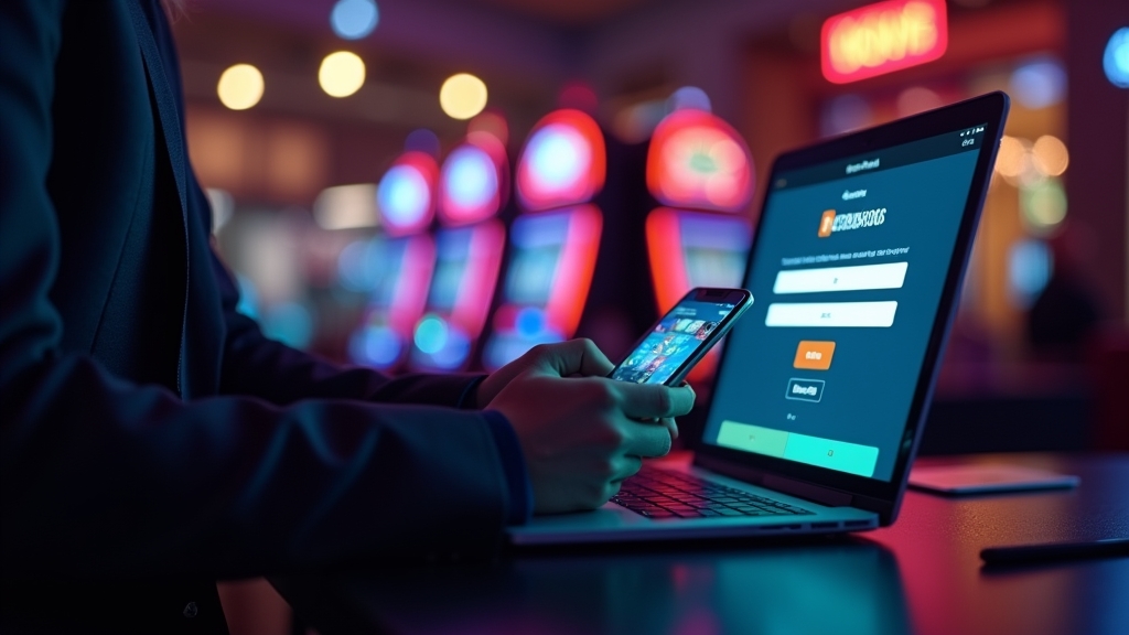 Player filling out a casino sign up form on phone and laptop